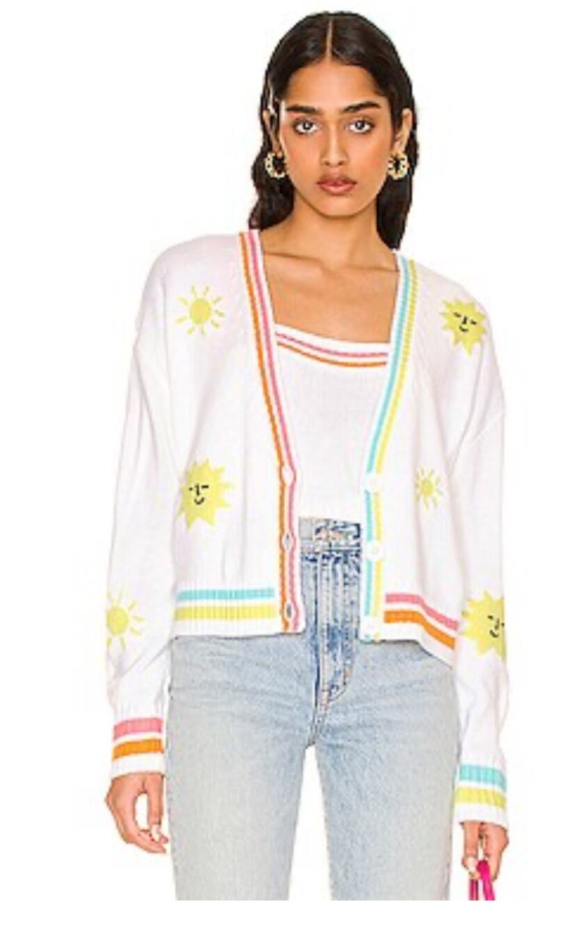 525 America Sun Print Cardigan Sweater White M